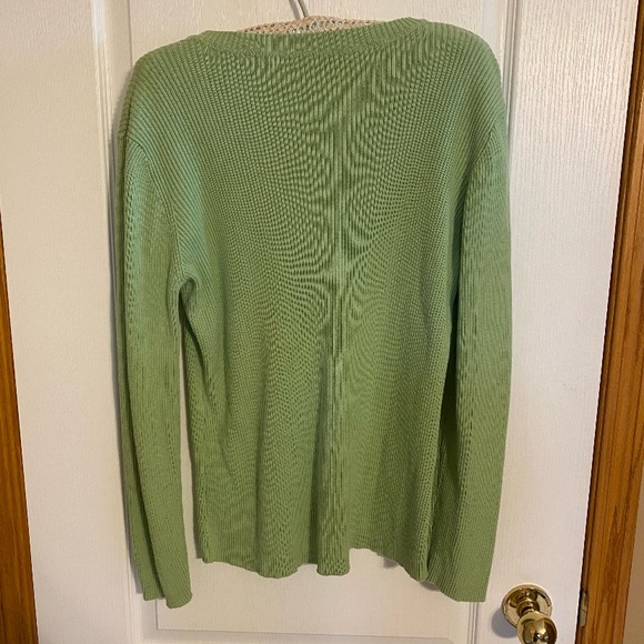 Long Sleeve Green Ribbed Top 2X - Picture 2 of 5